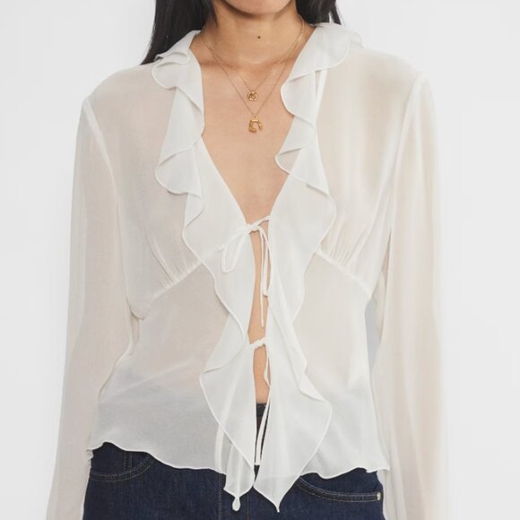 Aritzia Wilfred Frenchy Blouse in White - Picture 1 of 11
